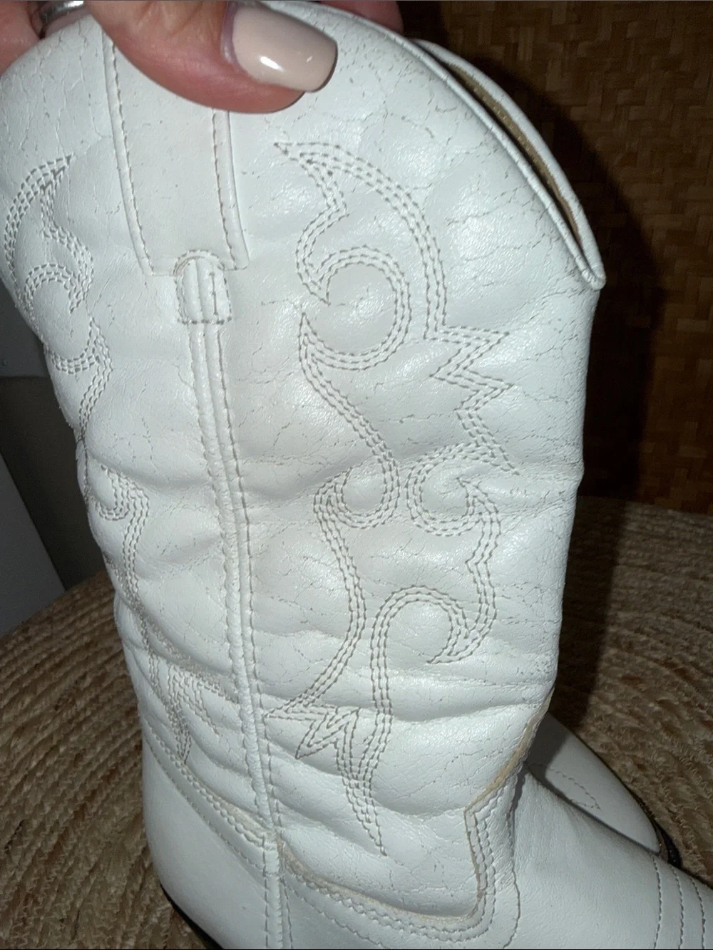 American West White Western Cowboy Boots Silver Toe Size 4
